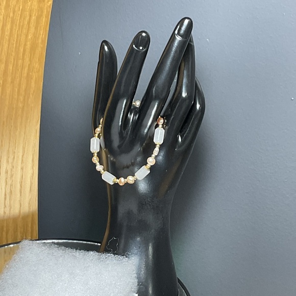 Fresh Water Pearl &  Agate Stone  Adjustable Chain Bracelet - Picture 6 of 6